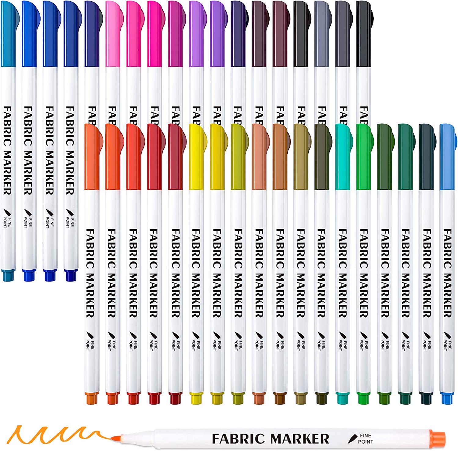 Fabric Markers, Lelix 36 Colors Permanent Fabric Pens for Writing Painting on T-Shirts Clothes Sneakers Canvas, Child Safe & Non-Toxic for Kids Adults