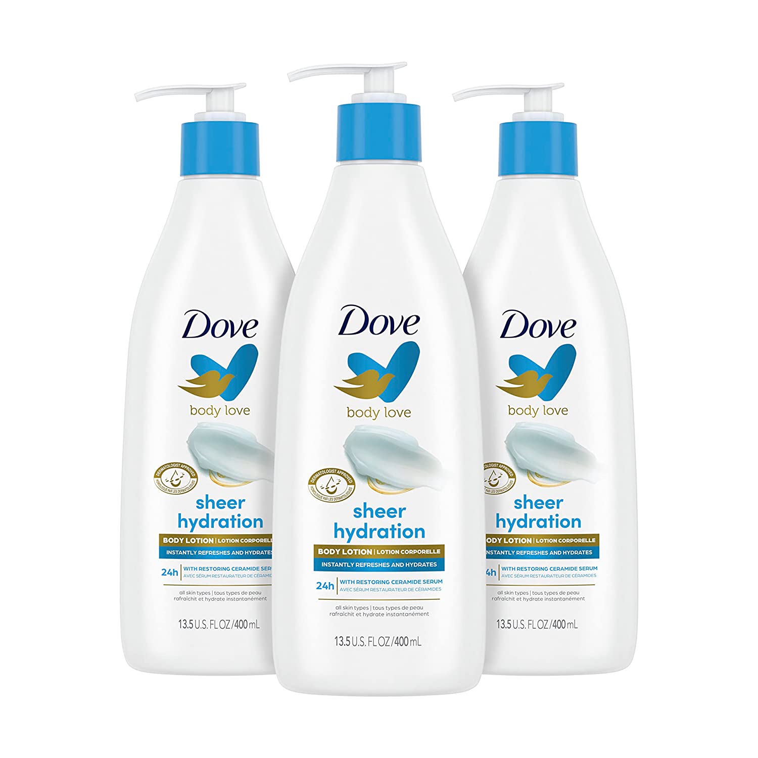 Dove Body Love Moisturizing Body Lotion Intense Care Pack of 3 for Rough or Dry Skin Softens and Smoothes