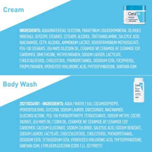CeraVe Salicylic Acid Skin Care Set: SA Cream & Body Wash, Fragrance-Free