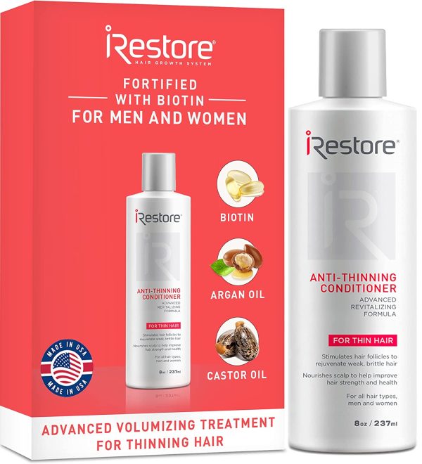 iRestore Biotin Hair Conditioner for Damaged Dry Hair - Biotin Conditioner for Fine Hair Growth, Volumizing Thickening Conditioner with Ginseng & Argan Oil to Moisturize, Pair With Hair Loss Shampoo