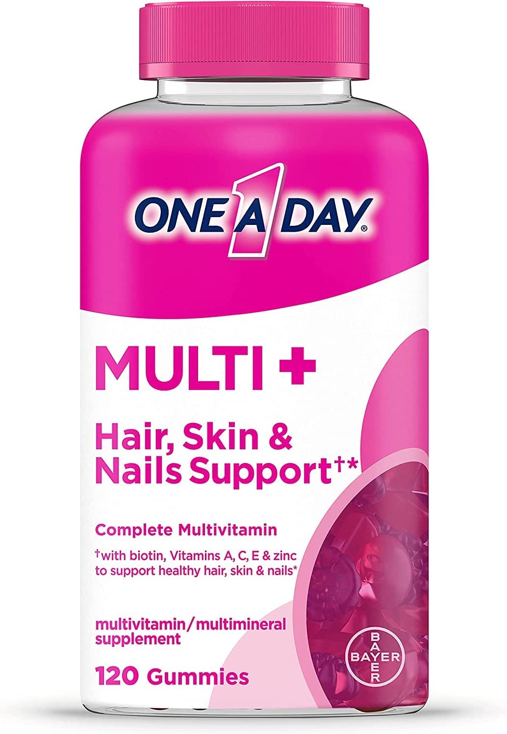 ONE A DAY Multi+ Hair, Skin & Nails, Multivitamin + Boost of Support for Healthy Hair, Skin & Nails with Biotin and Vitamins A, C, E & Zinc