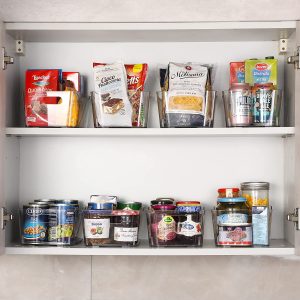 [12 Pack] Multi-Use Clear Organizer Bins: Fridge, Pantry, Kitchen Storage