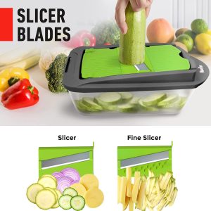 Mueller Pro-Series 10-in-1 Vegetable Slicer: 8 Blade, Onion Mincer Chopper, Egg Slicer