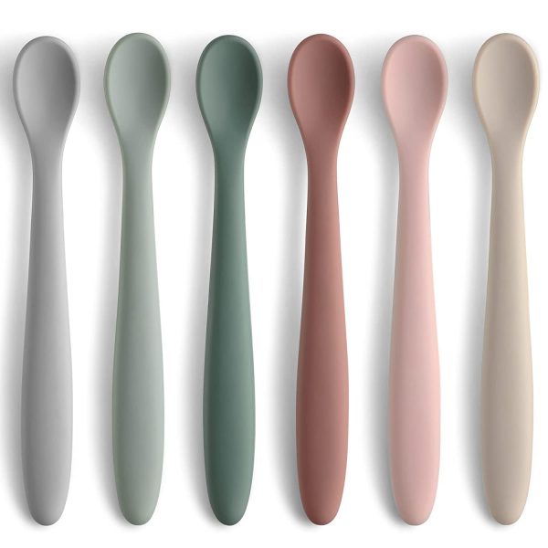 6-Piece Silicone Baby Feeding Spoons, First Stage Baby Infant Spoons, Soft-Tip Easy on Gums I Baby Training Spoon Self Feeding
