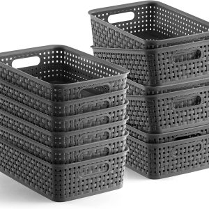 [12 Pack] Plastic Storage Baskets: Pantry & Household Organizers