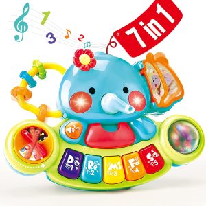 Baby Toys 6-12 Months: Infant Piano & Elephant Musical Light Learning Toys