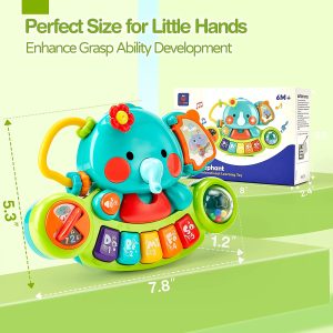 Baby Toys 6-12 Months: Infant Piano & Elephant Musical Light Learning Toys