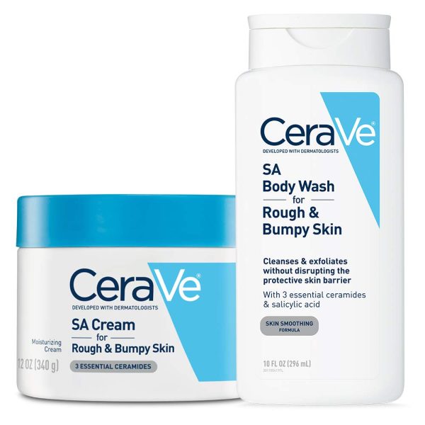 CeraVe Renewing Salicylic Acid Daily Skin Care Set | Contains CeraVe SA Cream and Body Wash for Rough and Bumpy Skin